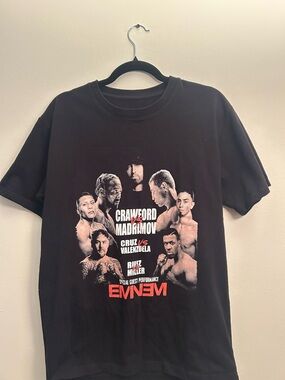 Crawford Vs Madrimov boxing Eminem Graphic Tee - Black with Red & White Print